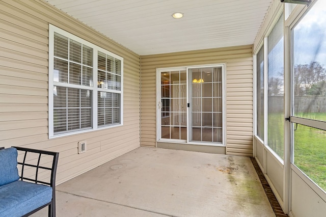 view of unfurnished sunroom