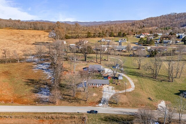 aerial view with a mountain view