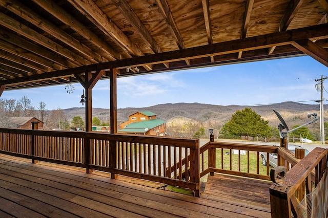 deck featuring a mountain view