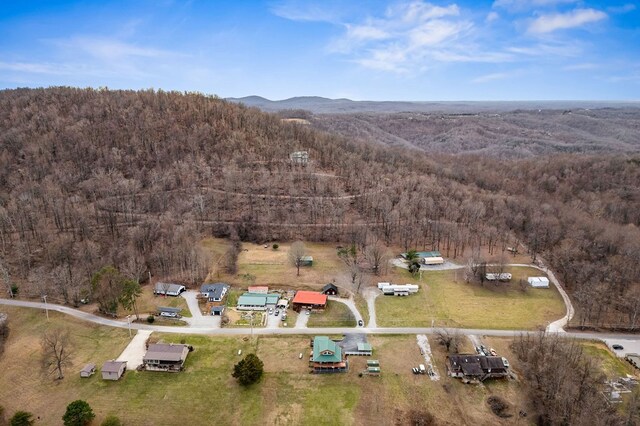 bird's eye view with a view of trees