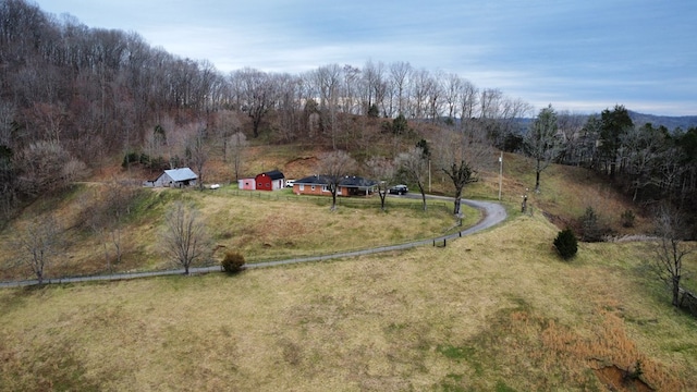 bird's eye view with a rural view