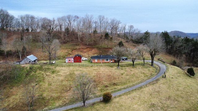 bird's eye view featuring a rural view