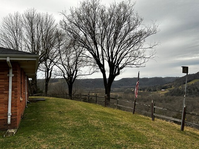 view of yard with a rural view and fence