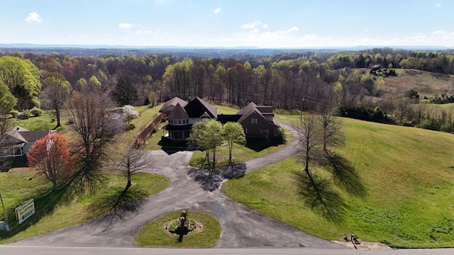 bird's eye view featuring a view of trees