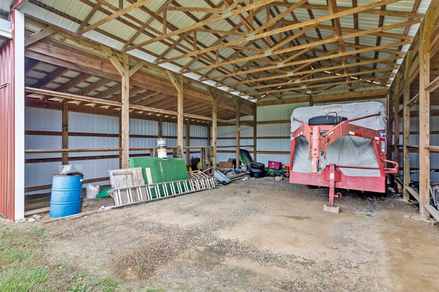 garage with metal wall