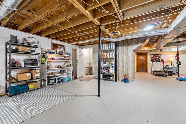 view of unfinished basement