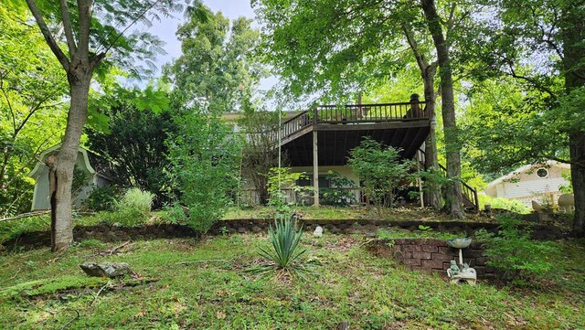 view of yard featuring a deck