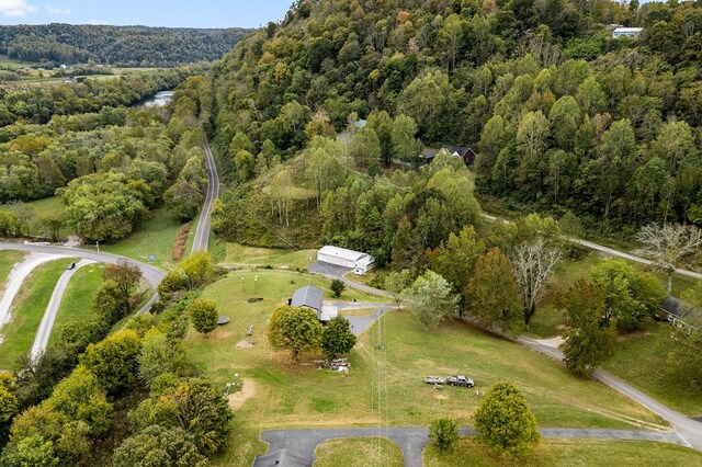 bird's eye view with a view of trees