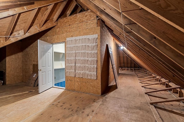 view of unfinished attic