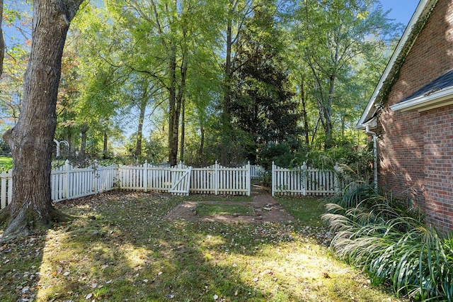 view of yard with a fenced backyard