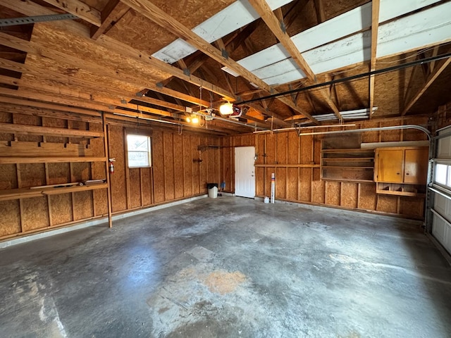 garage with a garage door opener