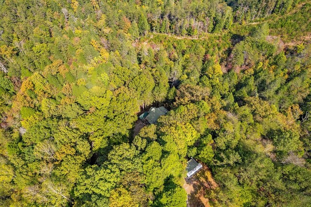 bird's eye view featuring a view of trees