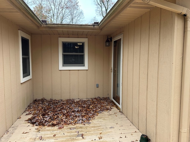 doorway to property with a deck