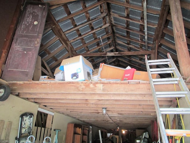 view of unfinished attic