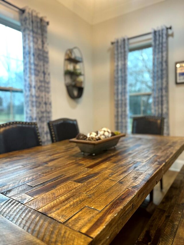 dining area featuring dark wood-type flooring