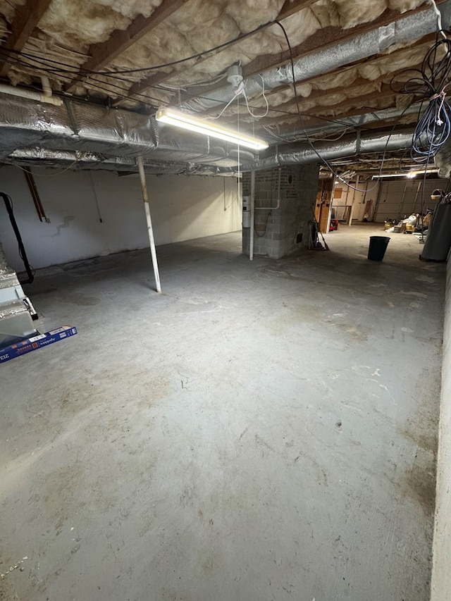 view of unfinished basement