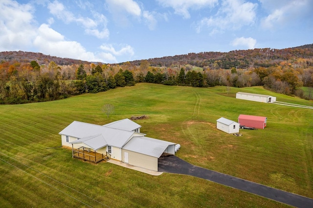 drone / aerial view with a view of trees