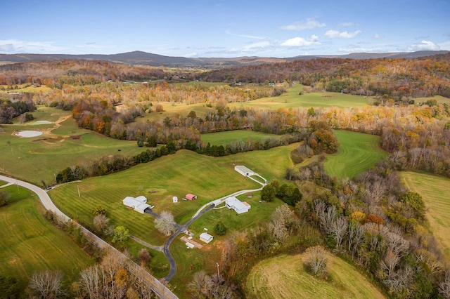 bird's eye view with a mountain view