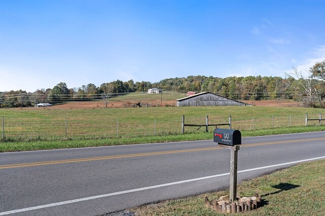 view of street with a rural view