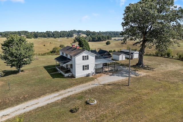 drone / aerial view featuring a rural view