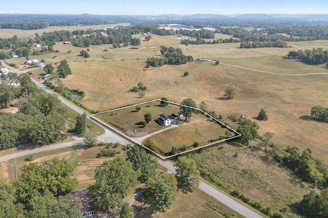 aerial view featuring a rural view