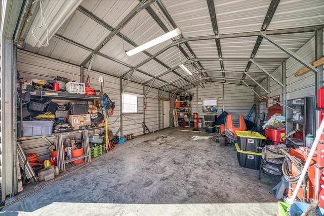 garage featuring metal wall