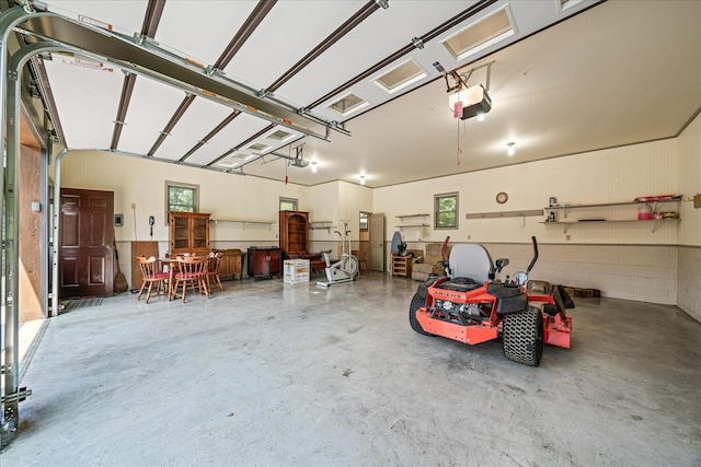 garage with a garage door opener