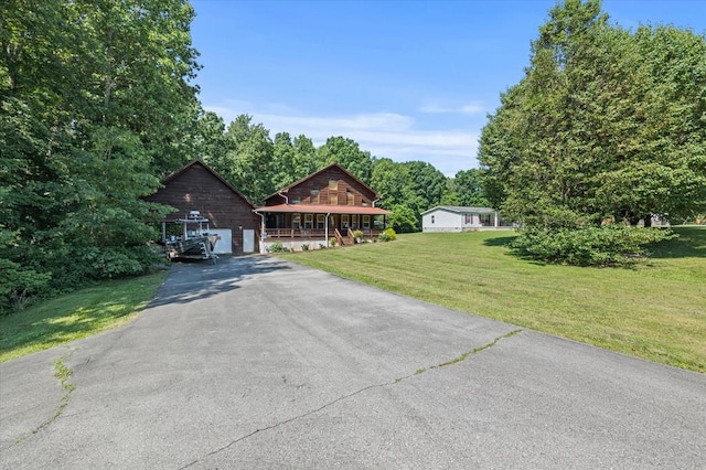 view of front of home with a front yard