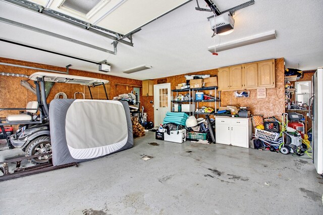 garage with a garage door opener