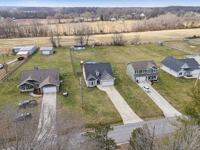 drone / aerial view with a rural view