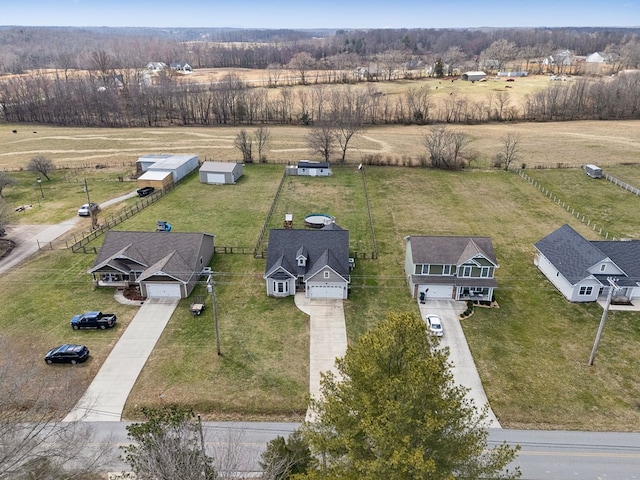 drone / aerial view with a rural view