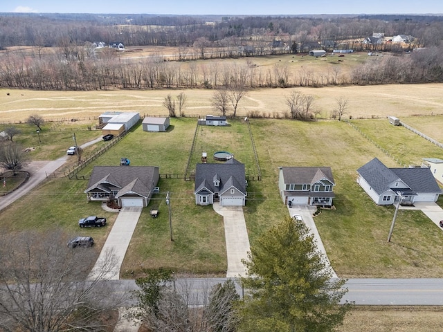 bird's eye view with a rural view