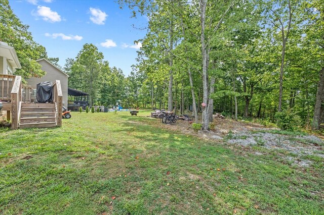 view of yard with a deck