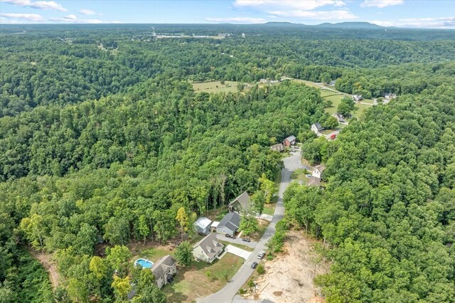 bird's eye view featuring a view of trees