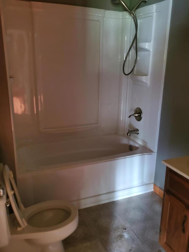 full bathroom featuring vanity, shower / bathing tub combination, and toilet