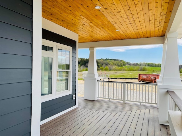 wooden terrace with covered porch