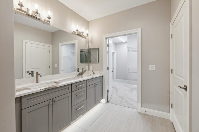1140 Lochaven Cir Unit 10B, Hillsdale, MI 49242 - full bath with double vanity, a spacious closet, and baseboards