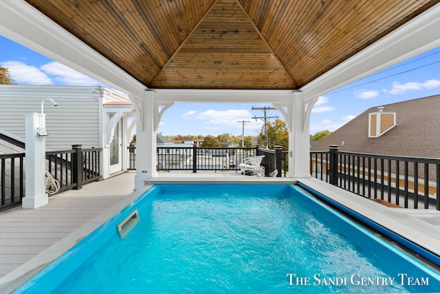 view of pool with a gazebo