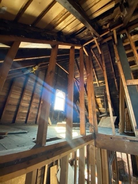 view of unfinished attic