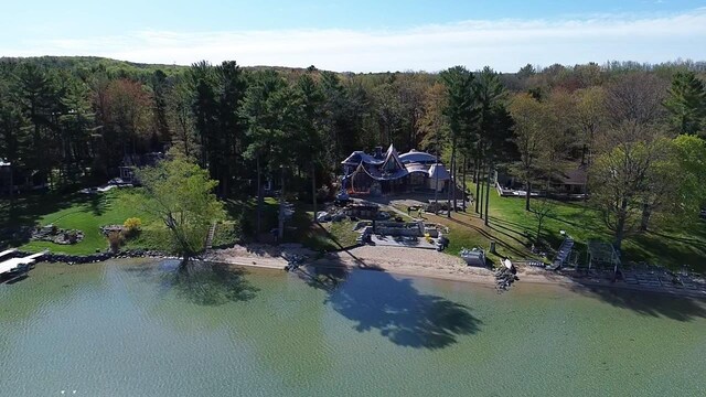 9554 Fowler Ln, Rapid City, MI 49676 - aerial overview of property's location with a forest and a large body of water
