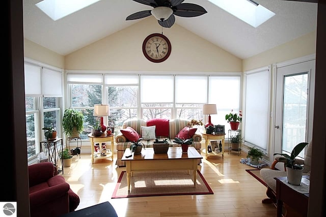 00 Sockeye Dr, Farwell, MI 48622 - sunroom / solarium with a skylight, high vaulted ceiling, and wood finished floors
