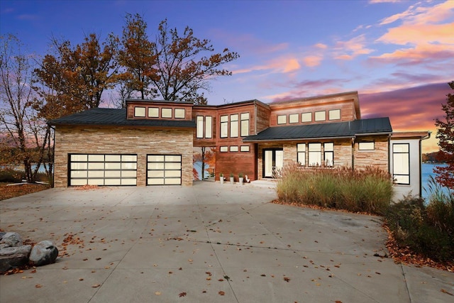 view of front of house with a garage