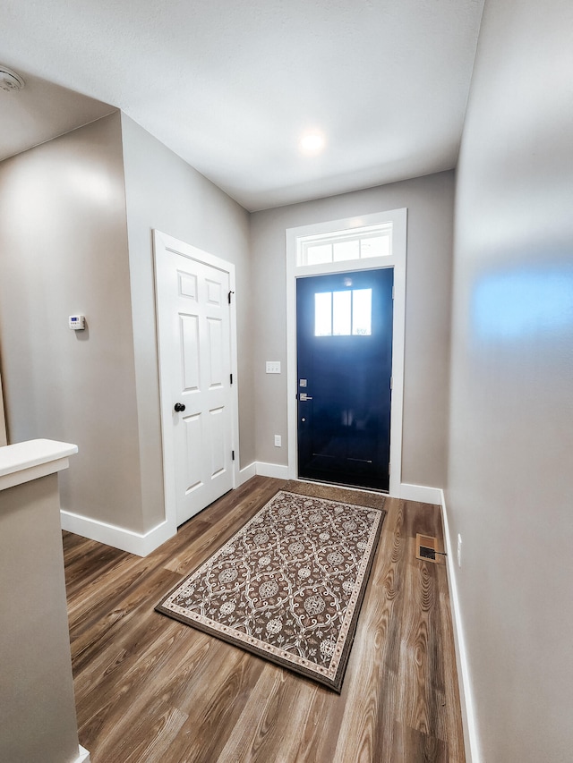 foyer entrance with dark wood-type flooring