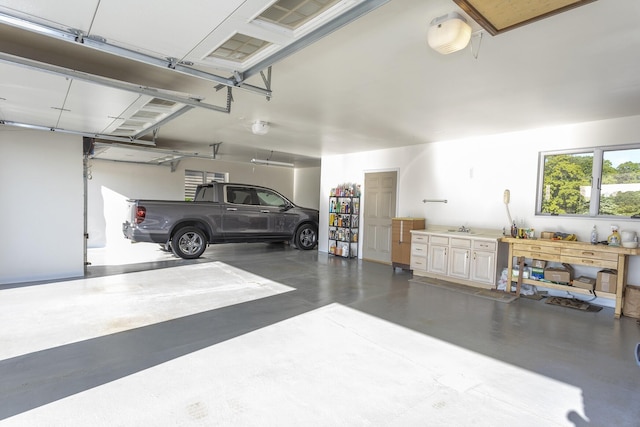 garage featuring a workshop area