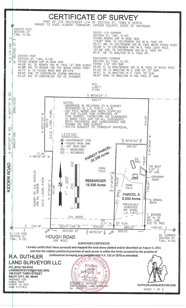 000 Hough Rd, Almont MI, 48003 land for sale