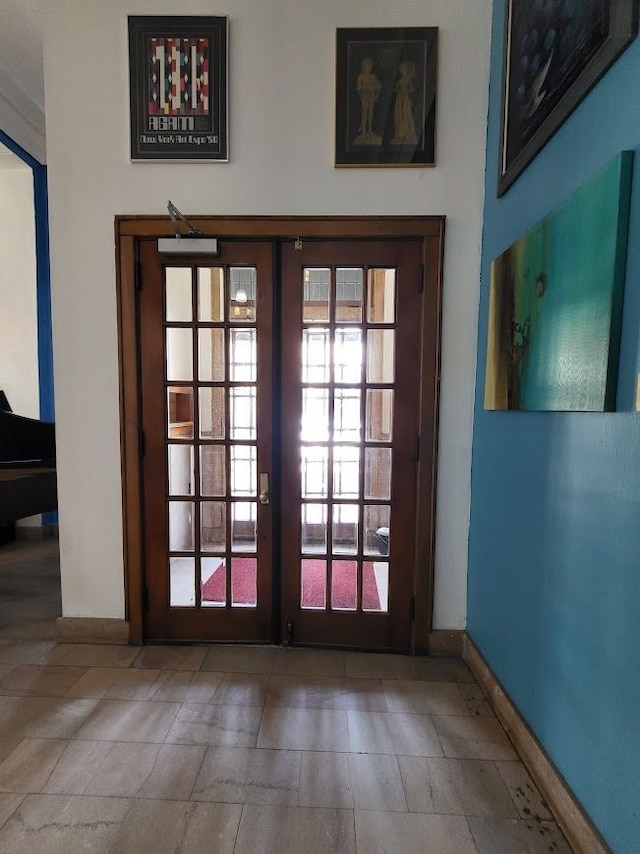 doorway to outside featuring french doors