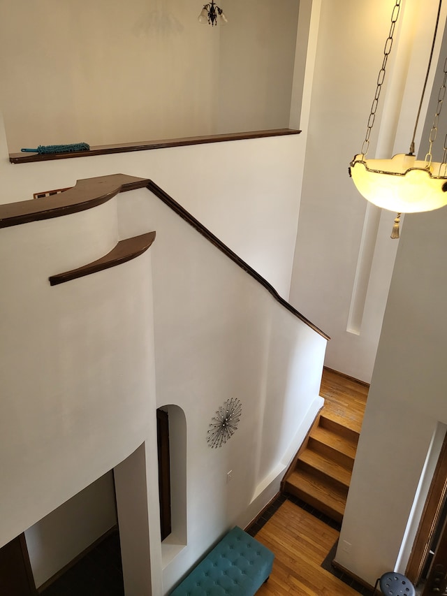 677 Selden St, Detroit, MI 48201 - stairs featuring wood finished floors