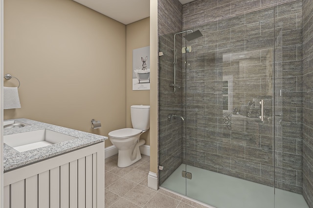 1111 Angara Dr Unit 1, Rochester Hills, MI 48309 - full bathroom with toilet, a shower stall, tile patterned flooring, and vanity