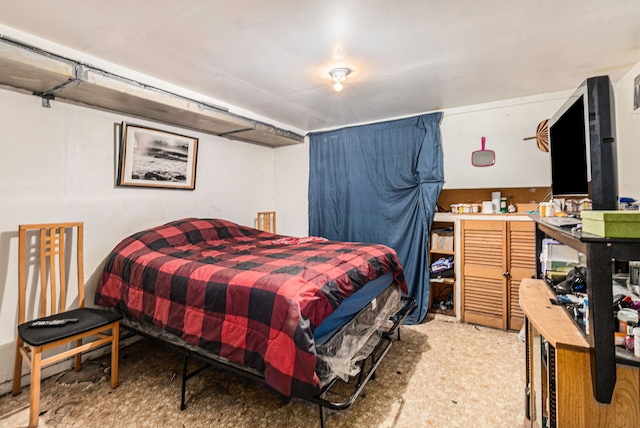 bedroom featuring a workshop area