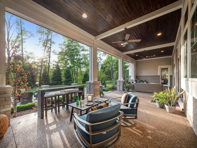 4701 Pinnacle Blvd, Rochester, MI 48306 - view of patio with an outdoor living space, ceiling fan, and outdoor dining area